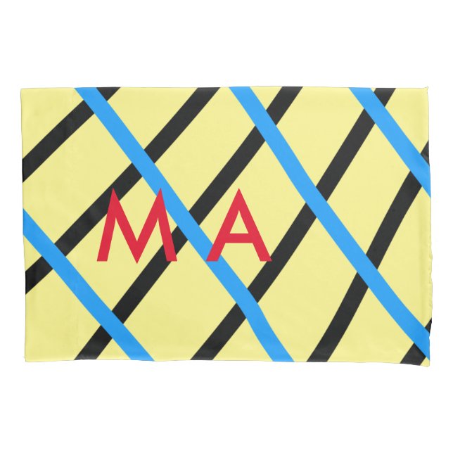 Simple monogram add your name letter man minimal t pillow case (Front)