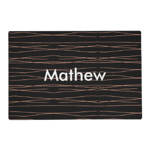 Simple monogram add your name letter man minimal t placemat