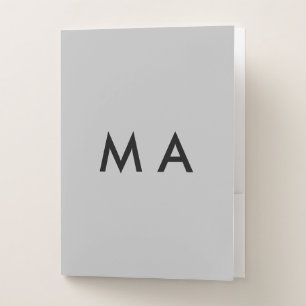 Simple monogram add your name letter man minimal t pocket folder