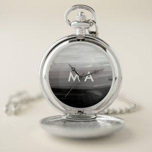 Simple monogram add your name letter man minimal t pocket watch
