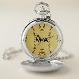 Simple monogram add your name letter man minimal t pocket watch