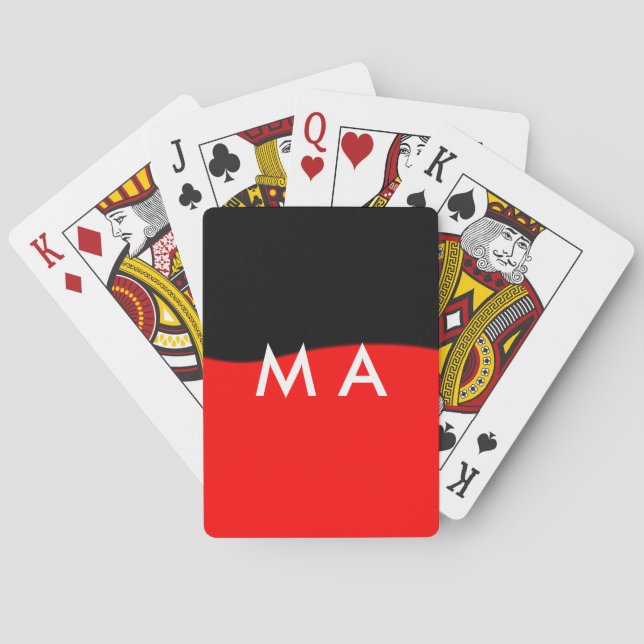 Simple monogram add your name letter man minimal t poker cards (Back)