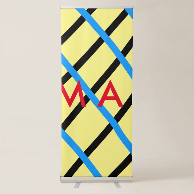 Simple monogram add your name letter man minimal t retractable banner (Front)