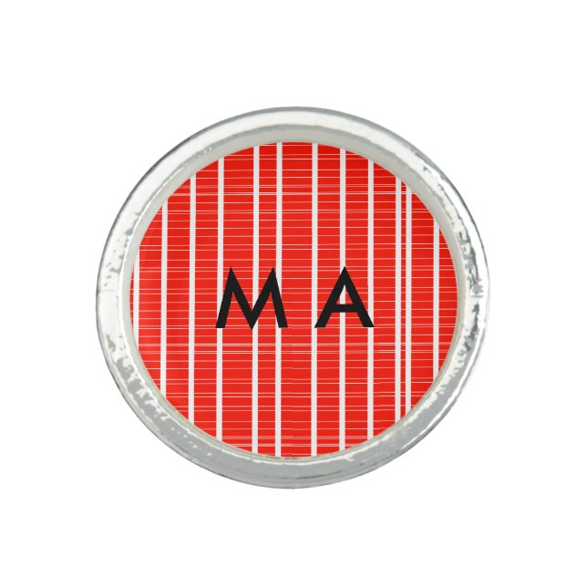 Simple monogram add your name letter man minimal t ring (Front)