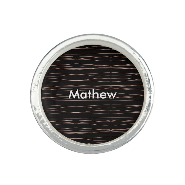 Simple monogram add your name letter man minimal t ring (Front)