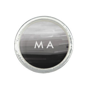 Simple monogram add your name letter man minimal t ring