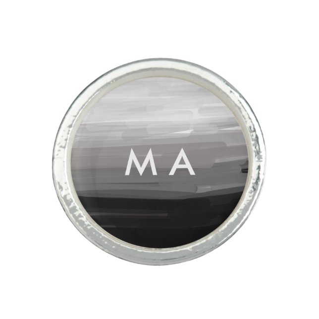 Simple monogram add your name letter man minimal t ring (Front)