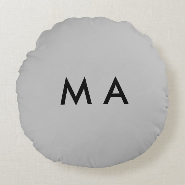 Simple monogram add your name letter man minimal t round pillow (Front)