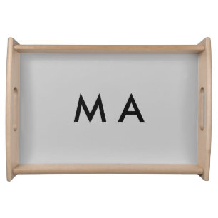 Simple monogram add your name letter man minimal t serving tray