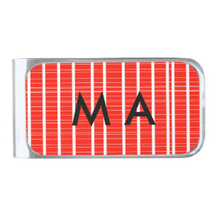 Simple monogram add your name letter man minimal t silver finish money clip