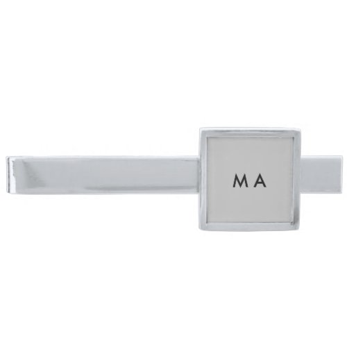 Simple monogram add your name letter man minimal t silver finish tie bar