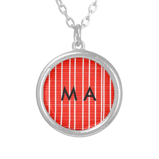 Simple monogram add your name letter man minimal t silver plated necklace (Front)