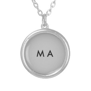 Simple monogram add your name letter man minimal t silver plated necklace