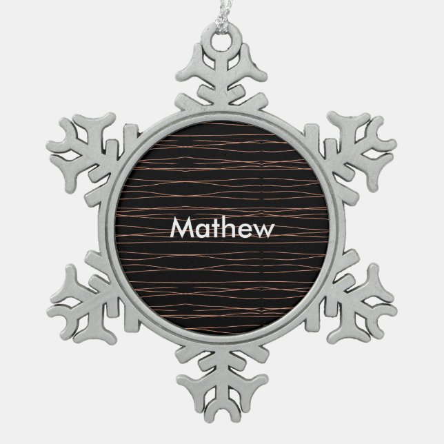 Simple monogram add your name letter man minimal t snowflake pewter christmas ornament (Front)
