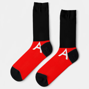 Simple monogram add your name letter man minimal t socks