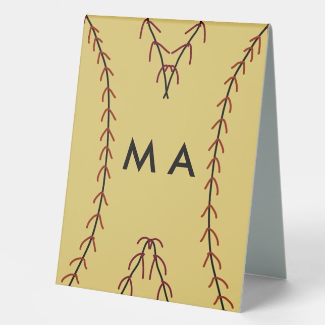 Simple monogram add your name letter man minimal t table tent (Front)