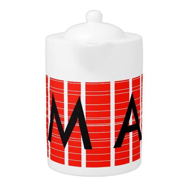 Simple monogram add your name letter man minimal t teapot (Front)
