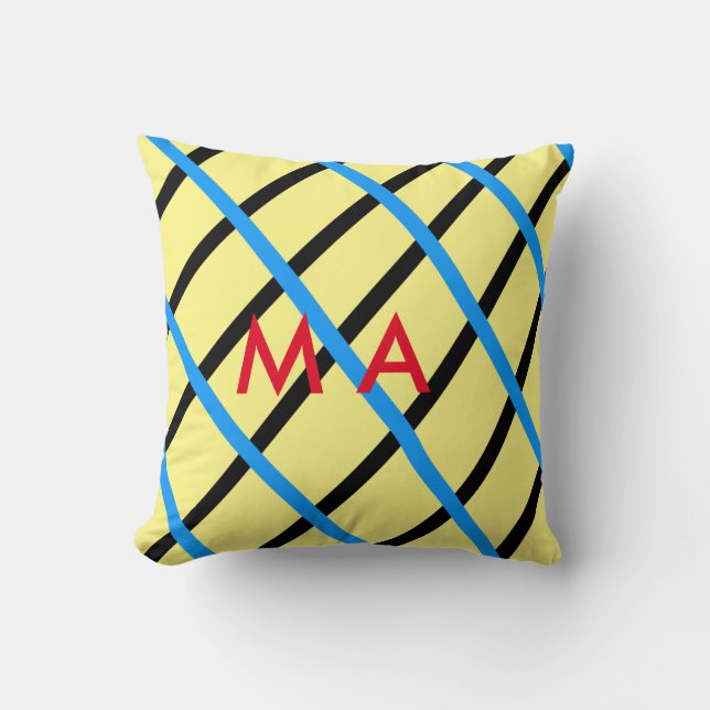 Simple monogram add your name letter man minimal t throw pillow (Front)