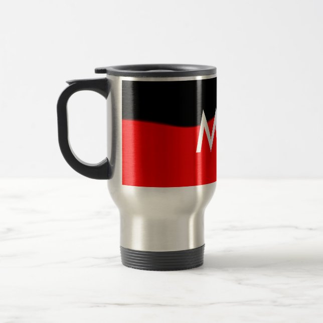 Simple monogram add your name letter man minimal t travel mug (Left)
