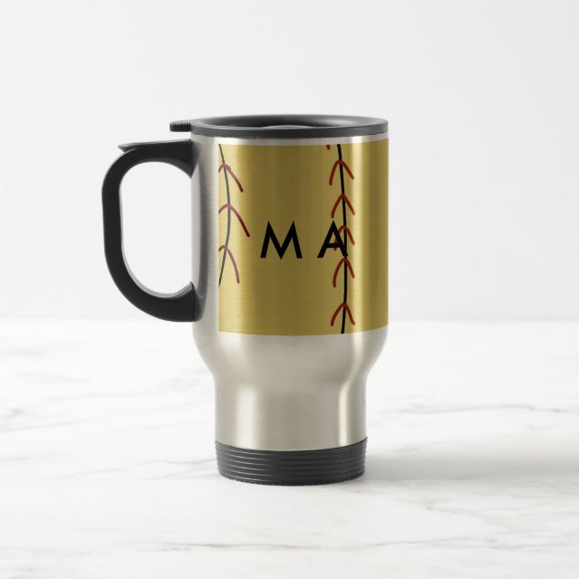 Simple monogram add your name letter man minimal t travel mug (Left)