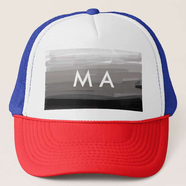 Simple monogram add your name letter man minimal t trucker hat (Front)