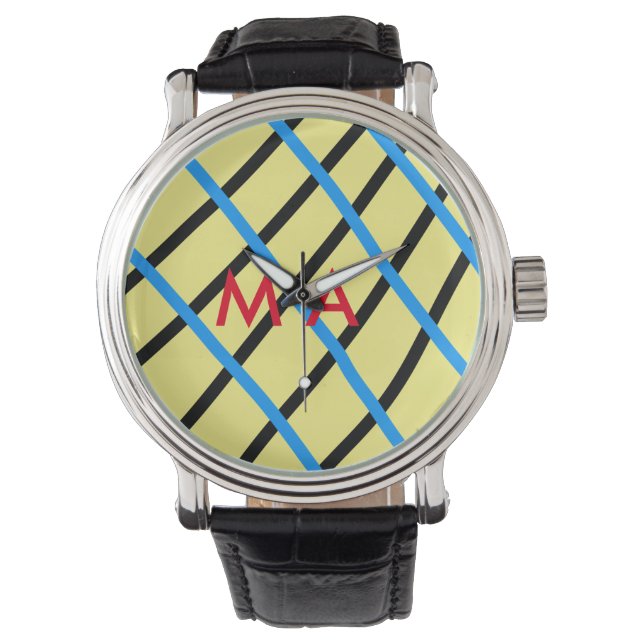 Simple monogram add your name letter man minimal t watch (Front)
