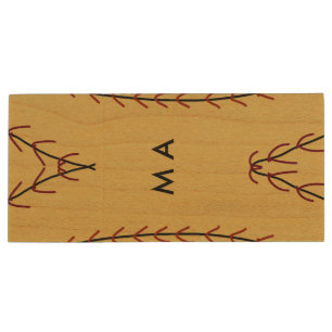 Simple monogram add your name letter man minimal t wood flash drive