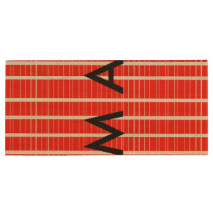 Simple monogram add your name letter man minimal t wood flash drive