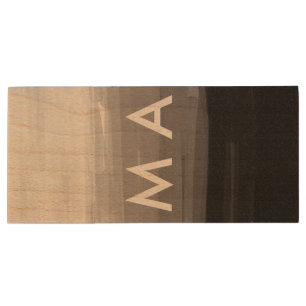 Simple monogram add your name letter man minimal t wood flash drive