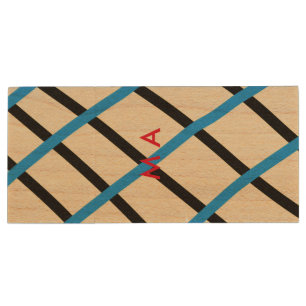 Simple monogram add your name letter man minimal t wood flash drive