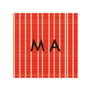 Simple monogram add your name letter man minimal t wood wall art