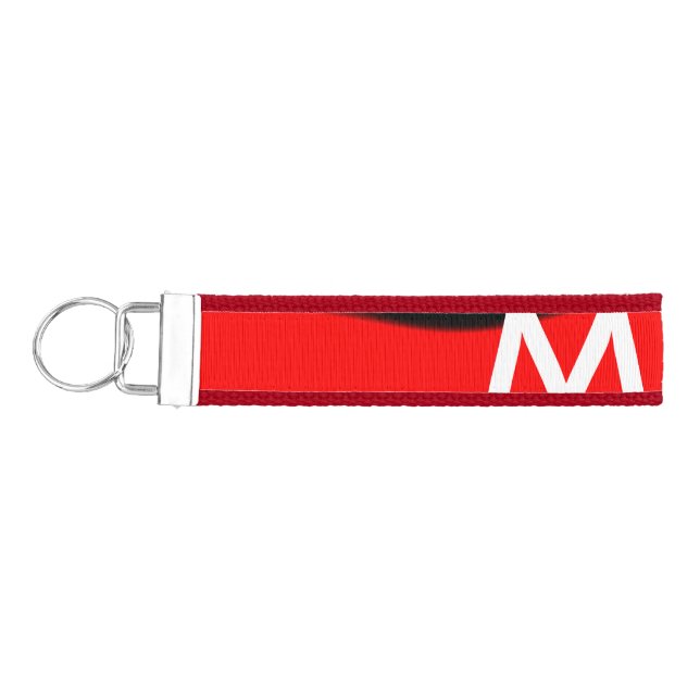 Simple monogram add your name letter man minimal t wrist keychain (Keys on Left)