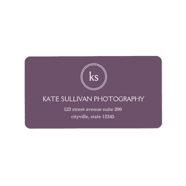 Simple Monogram Address Label (Front)