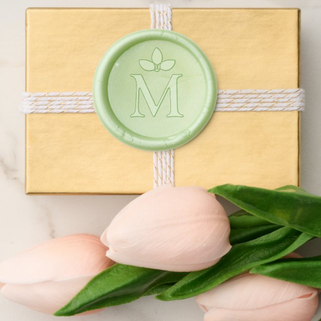 Simple Monogram and Laurel Leaves Wax Seal Sticker (Front)