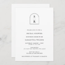 Simple Monogram Arch Modern Bridal Shower  Invitation