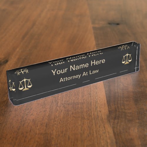 Simple Monogram Attorney Name Plate