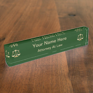 Simple Monogram Attorney Name Plate
