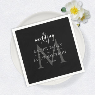 Simple Monogram B&W Photo Wedding Reception Napkins