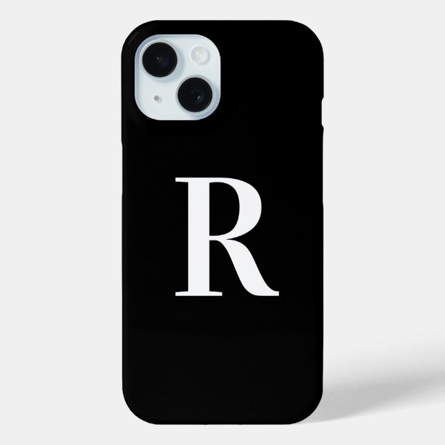 Simple Monogram Black and White Case-Mate iPhone Case (Back)