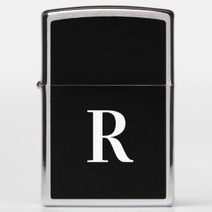 Simple Monogram Black and White Zippo Lighter
