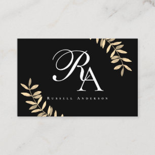 Simple Monogram Black Business Card