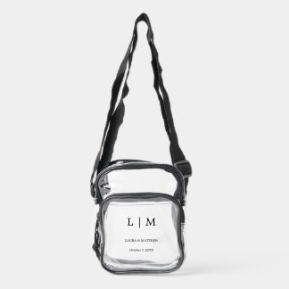 Simple Monogram Black Wedding Clear Crossbody Bag