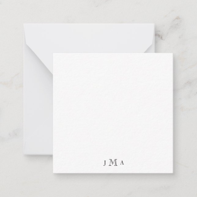 Simple Monogram Blank Note Card. (Front)