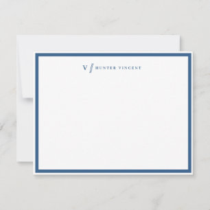 Simple Monogram Border Personalized Stationery Note Card