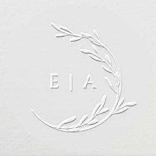 Simple Monogram Botanical Wreath Envelope Embosser