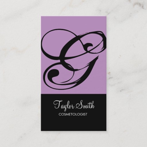 Customizable Simple Monogram Business Card (Lavender)