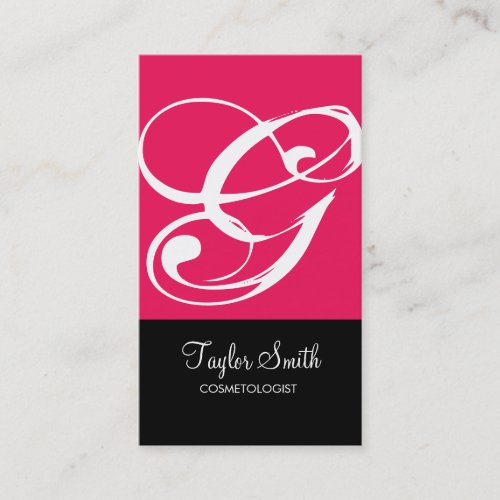 Simple Monogram Business Card (Magenta)