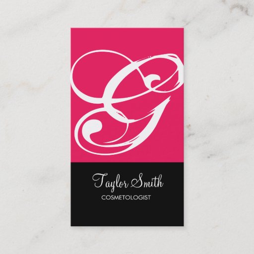 Customizable Simple Monogram Business Card (Magenta)