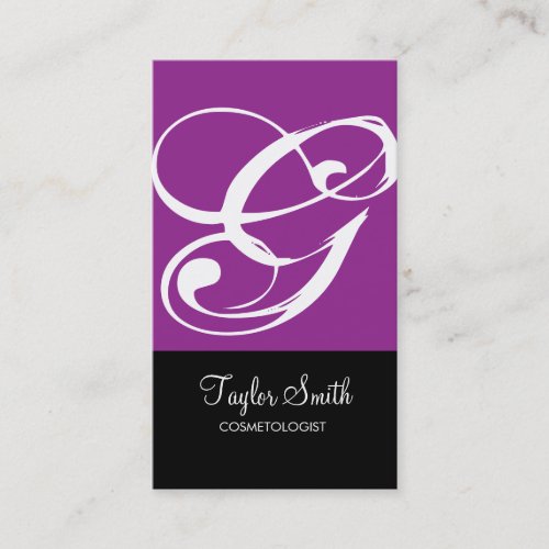 Simple Monogram Business Card (Purple)