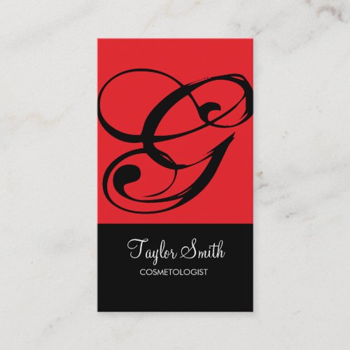 Simple Monogram Business Card (Red)